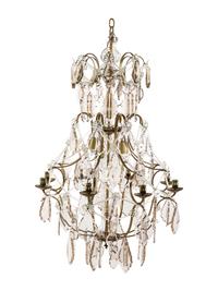 A Swedish Brass and Glass Eight-Light Chandelier