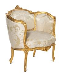 An Assembled Louis XV Style Giltwood Parlor Suite