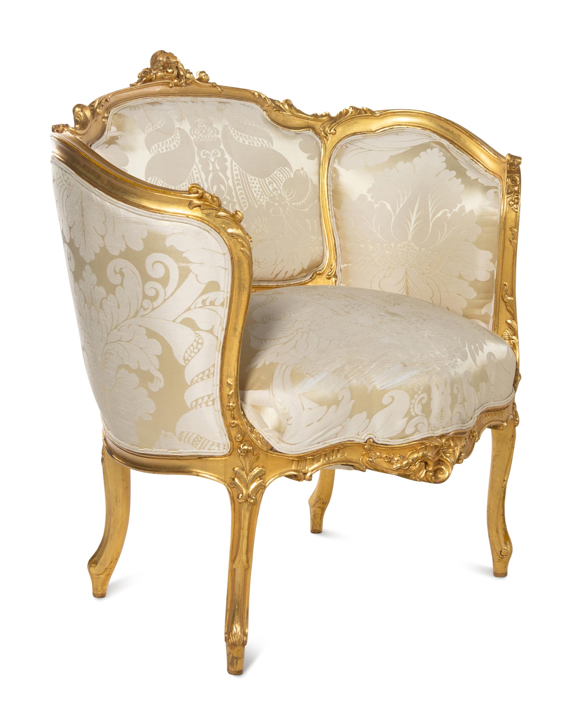 An Assembled Louis XV Style Giltwood Parlor Suite
