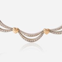 A Two-Tone 14K Gold and Diamond Necklace