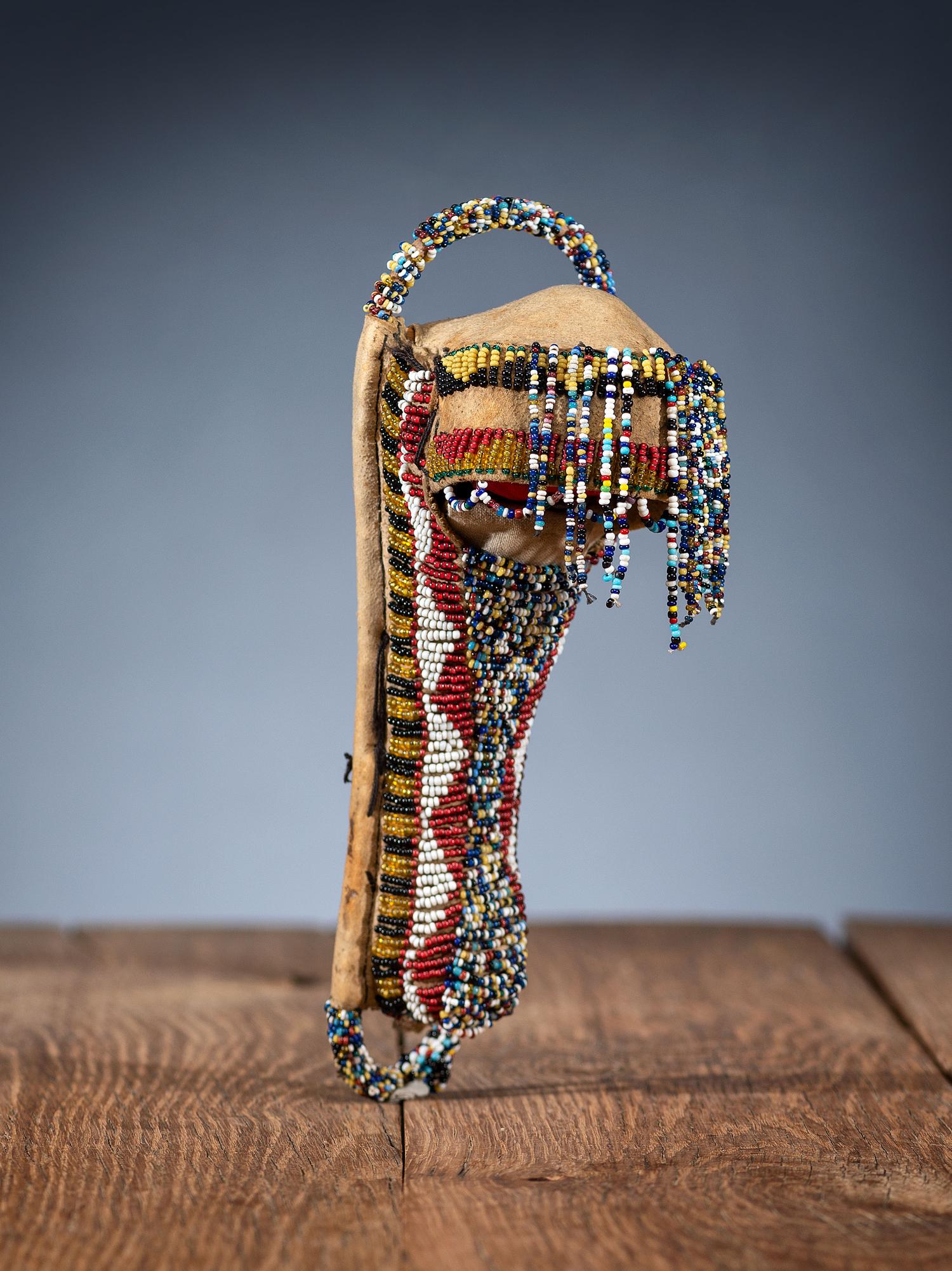 Chiricahua Apache Beaded Hide Toy Cradle