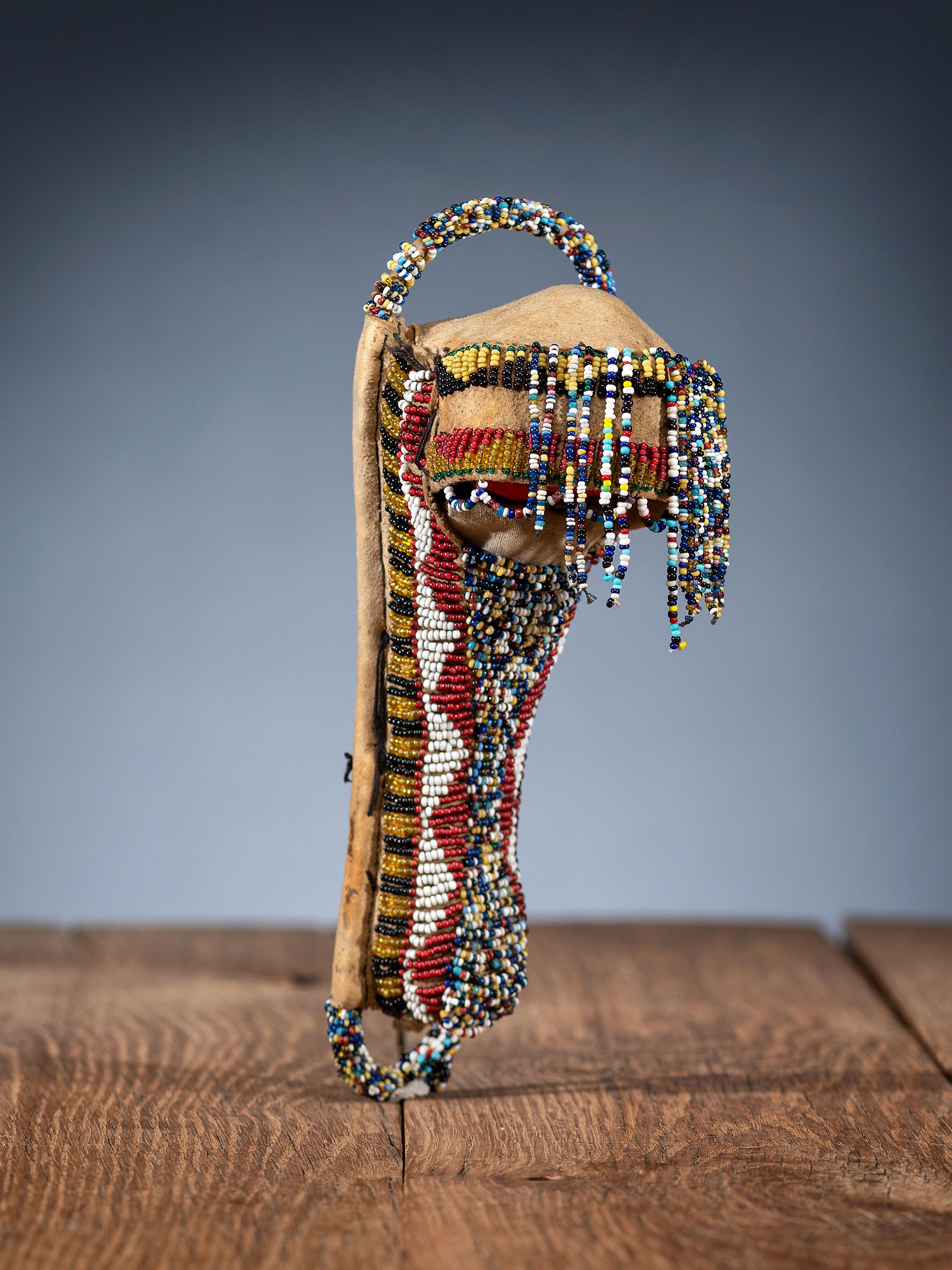 Chiricahua Apache Beaded Hide Toy Cradle