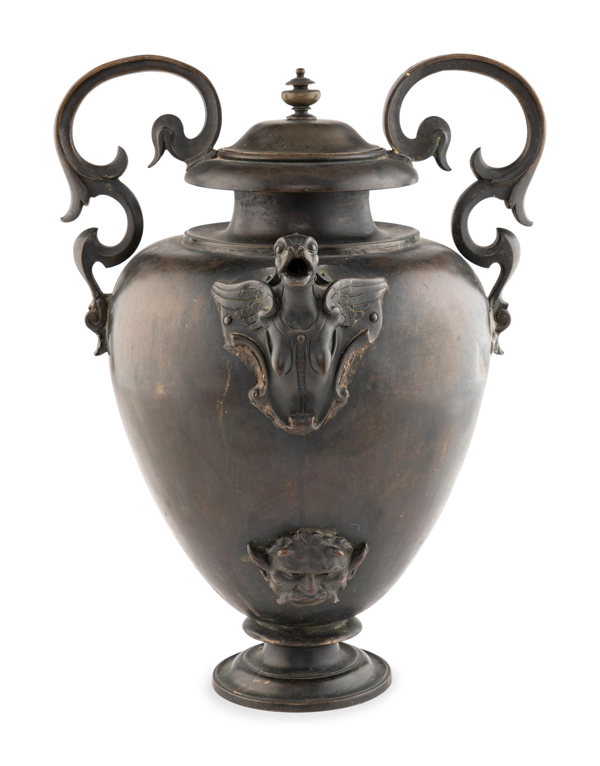A Continental Bronze Water Urn