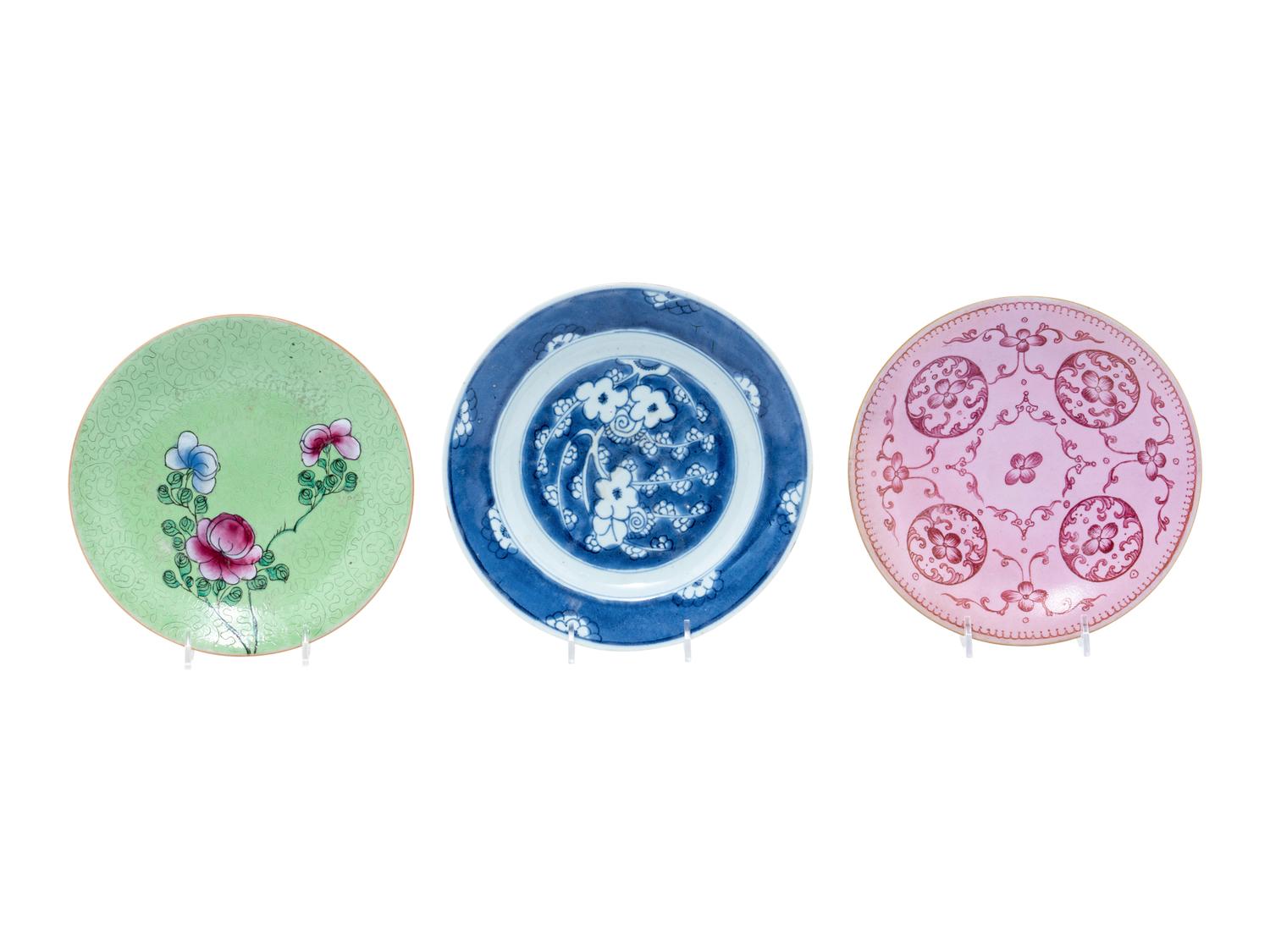 Three Chinese Export Porcelain 'Floral' Plates