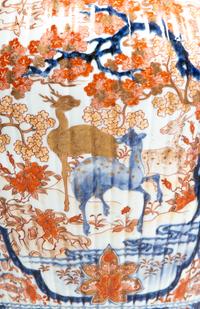 A Pair of Large Japanese Imari Porcelain Covered Jars