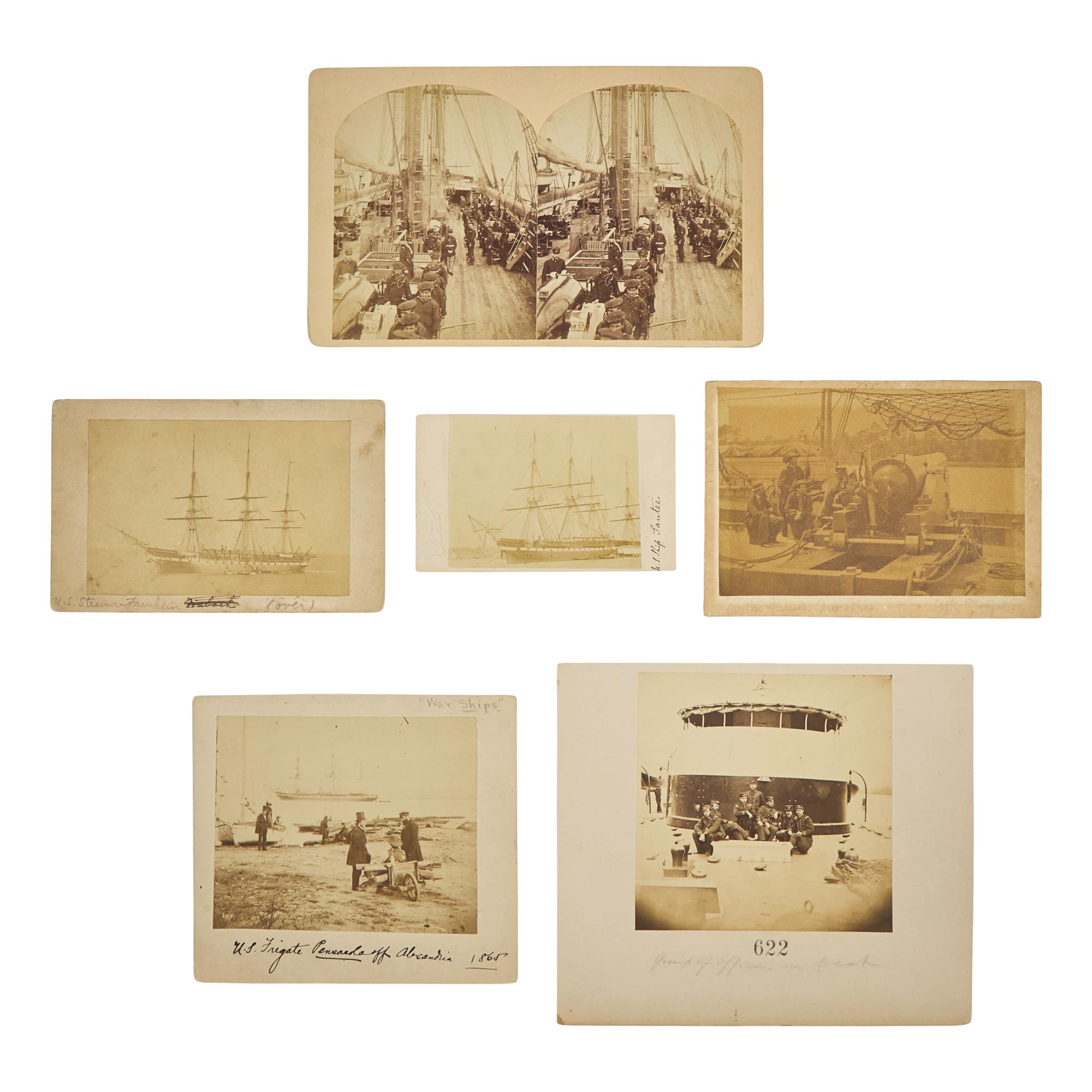 [Civil War] Group of 16 photographs with US Naval interest, including officers and shipboard scenes