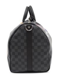 Louis Vuitton Limited Edition Keepall Bandoulière 45 in Damier Graphite Coated Canvas with Printed Travel "Stickers", LV League, Fall Winter 2017