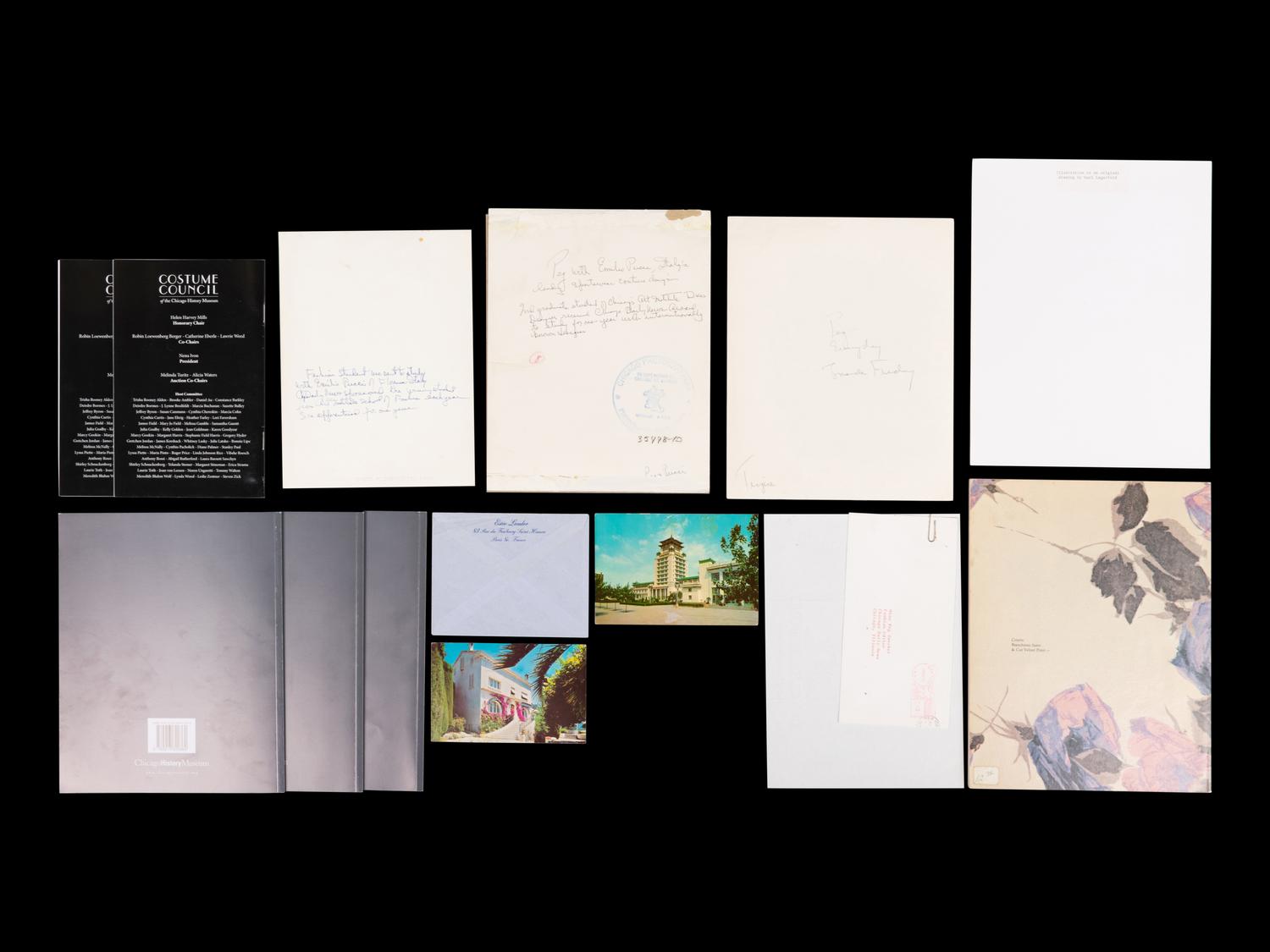 (Fashion) Letters sent to Peg Zwecker by famous fashion designers, comprising: