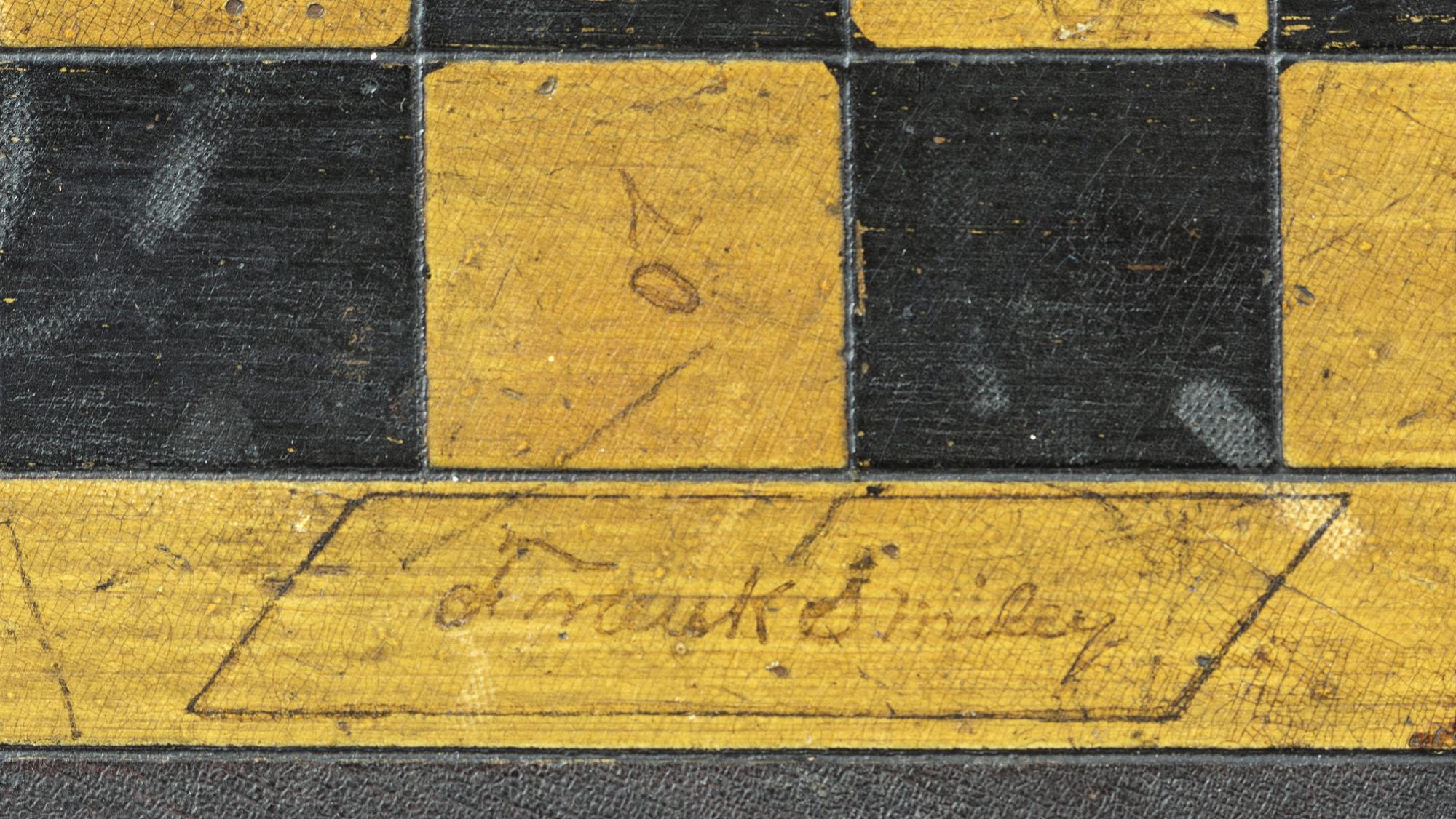 A Late Federal Turned, Incised and Painted Checkerboard Top Candlestand