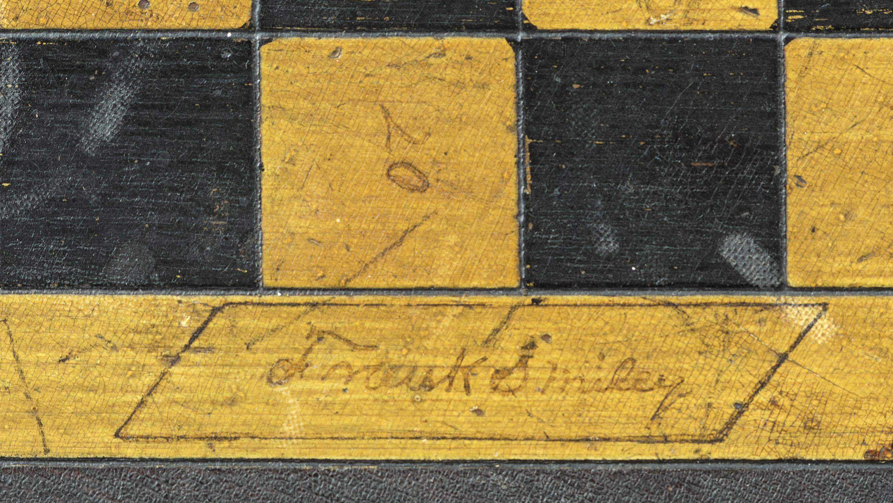 A Late Federal Turned, Incised and Painted Checkerboard Top Candlestand