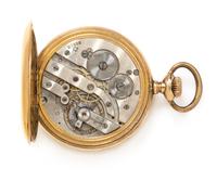 A Gold Filled Jump Hour Retrograde Open Face Pocket Watch, Modernista, 56.50 dwts.