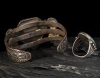 Navajo or Zuni Silver and Turquoise Cuff Bracelet AND Ring