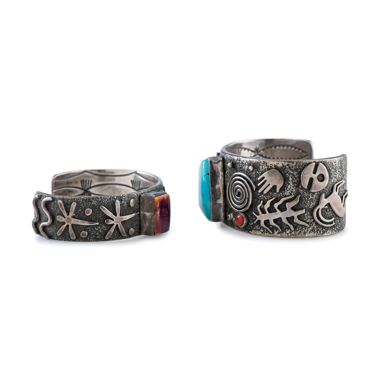 Sterling Silver Cuff Bracelets, with Inlay
