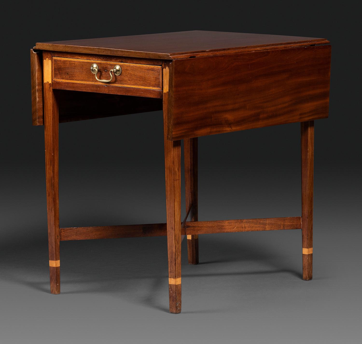 A Federal Inlaid Mahogany X-Stretcher Base Pembroke Table