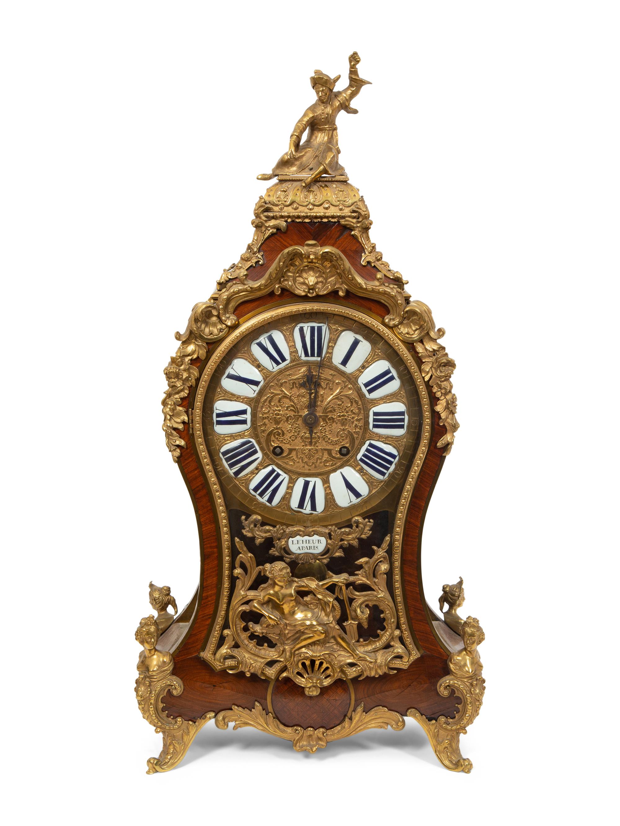A Louis XV Gilt Bronze Mounted Kingwood Bracket Clock with Matching Wall Bracket
