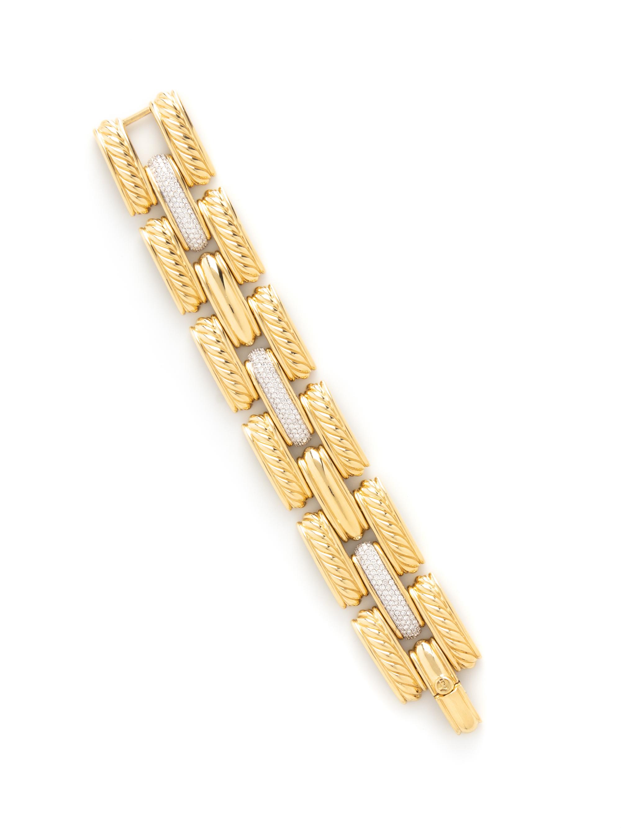 DAVID YURMAN, YELLOW GOLD AND DIAMOND BRACELET