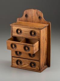 A Country Carved Pine Hanging Spice Cabinet