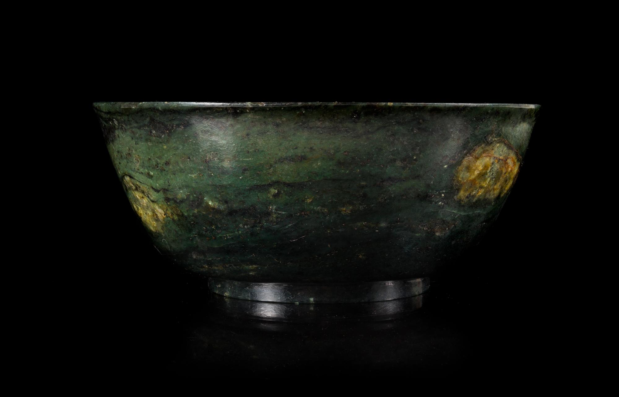 A Spinach Jade Bowl. Diameter 8 1/4 inches.