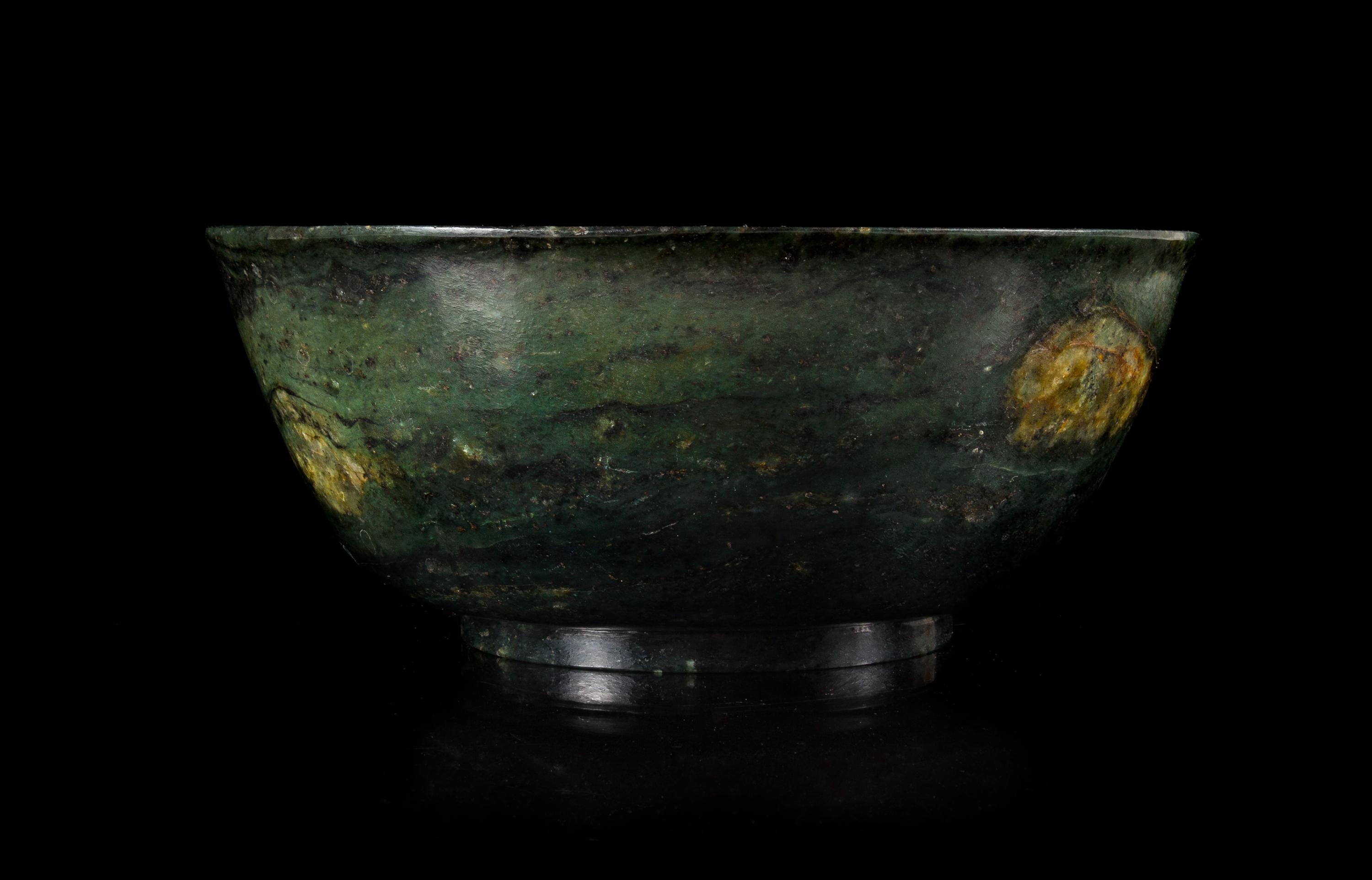 A Spinach Jade Bowl. Diameter 8 1/4 inches.