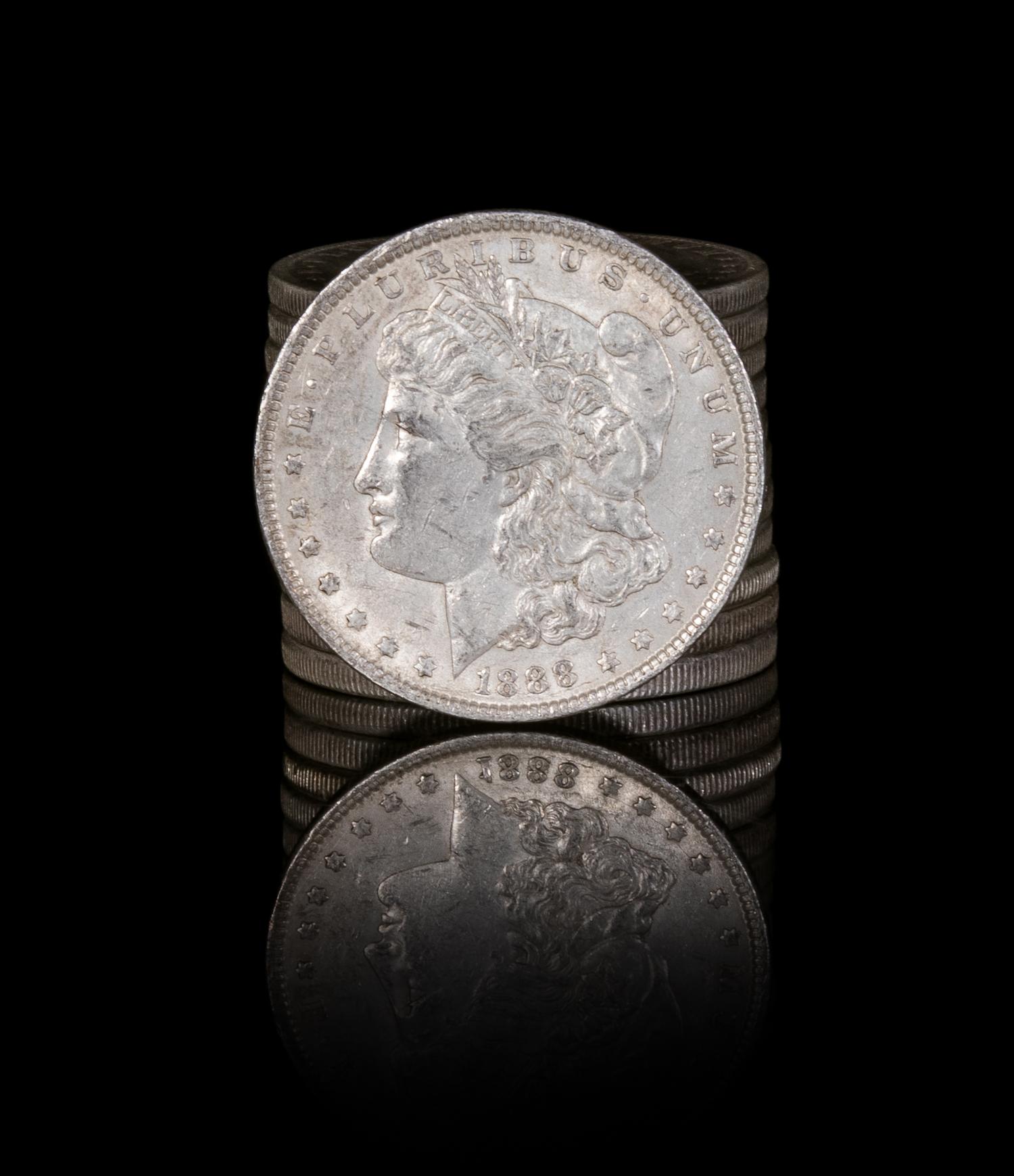 A Group of Twelve United States 1888 Morgan Silver Dollar Coins