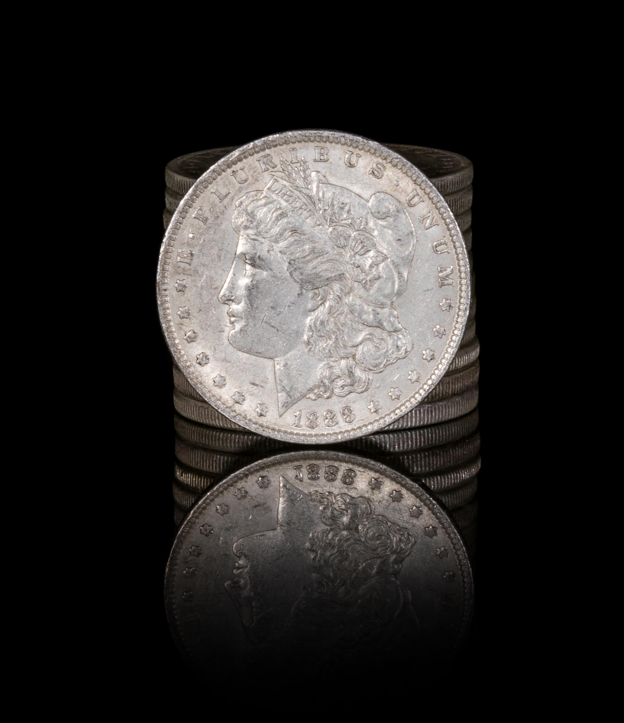 A Group of Twelve United States 1888 Morgan Silver Dollar Coins