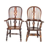 Two English Openworked Splat Windsor Armchairs