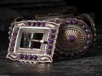 Sterling Silver and Sugilite Cluster Concha Belt
