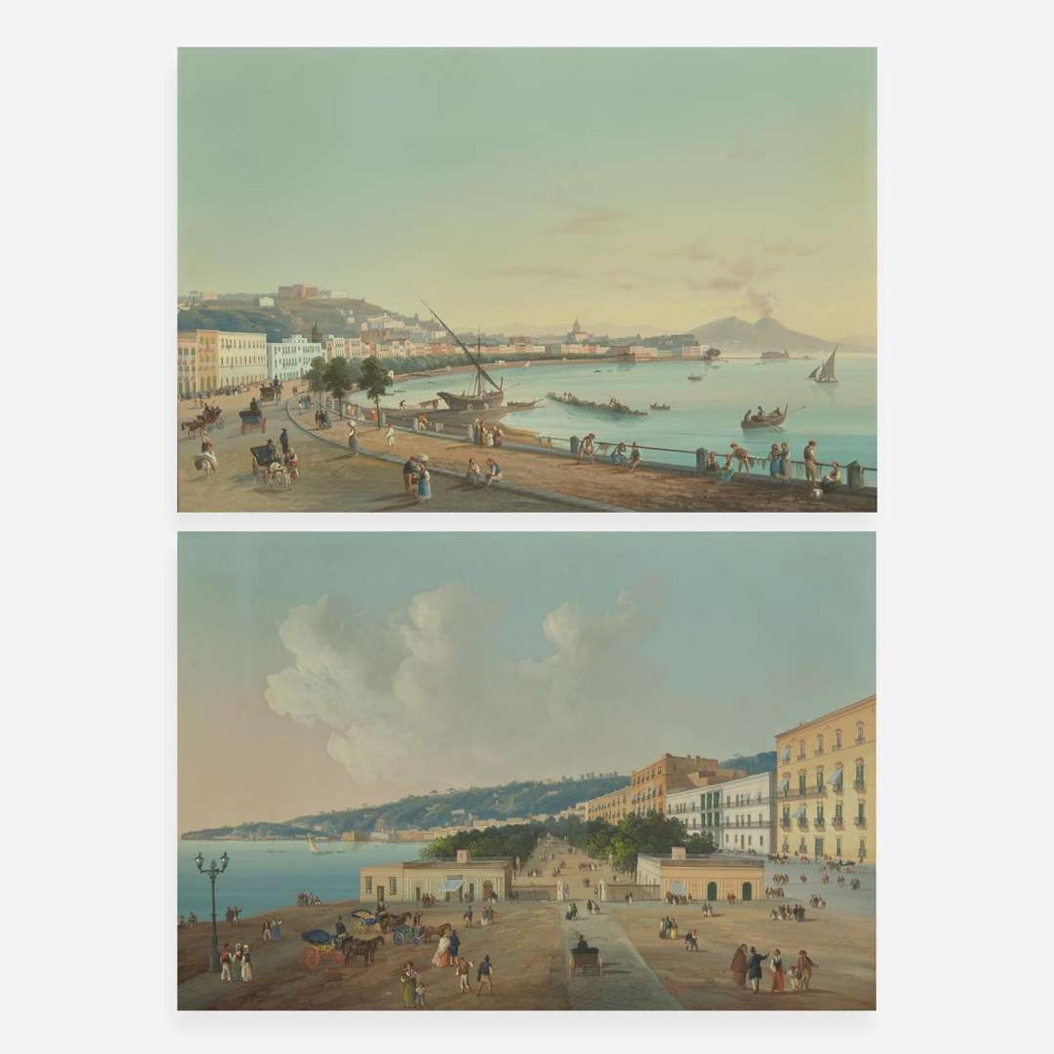Pasto LaPira (Italian, 19th Century) Naples from Posillipo; together with View of Naples (A Pair)