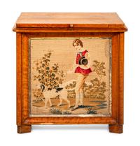 A Needlework-Inset Maple Storage Chest