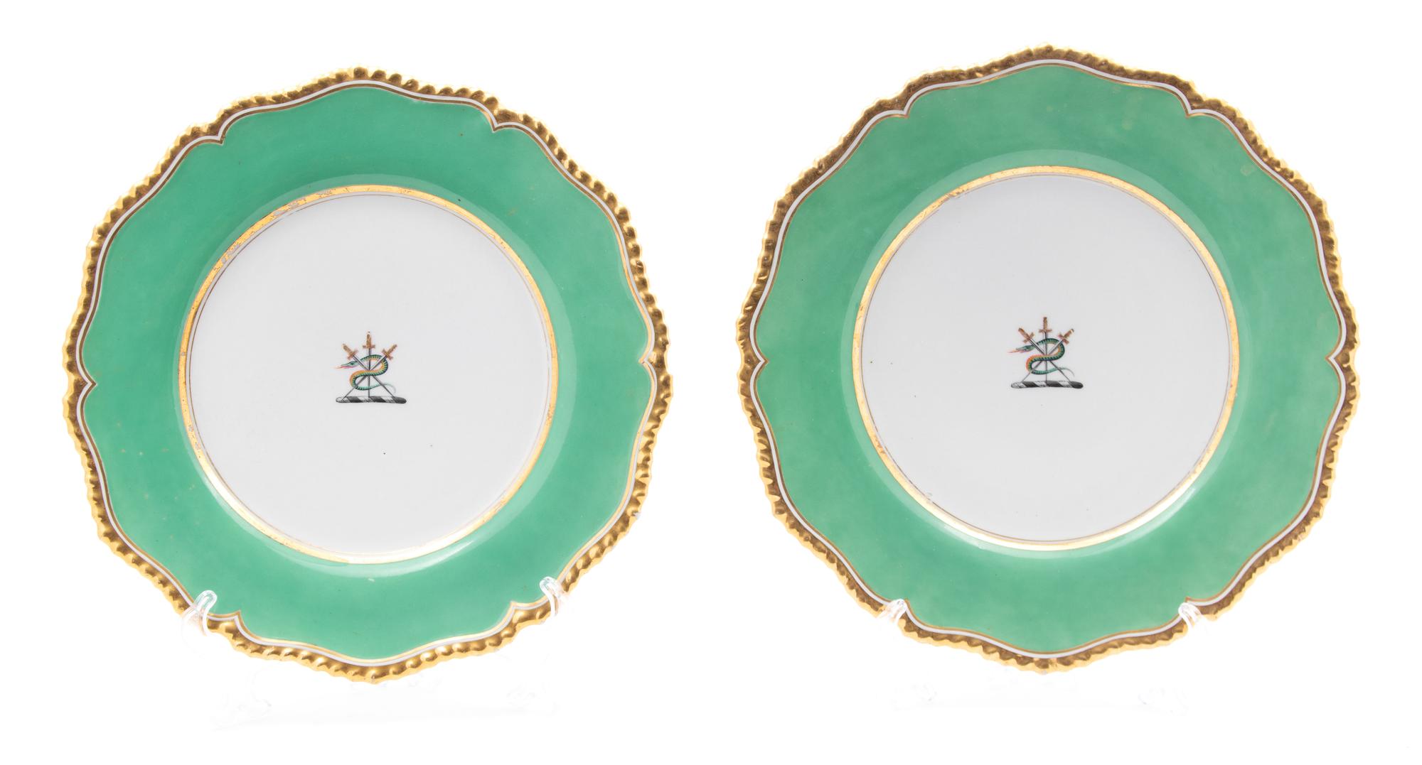 Six Flight, Barr & Barr Worcester Porcelain Plates Diameter 10 1/2 inches. — 18TH CENTURY