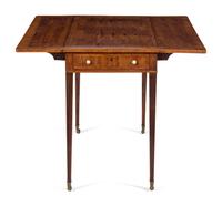 A Regency Inlaid and Brass Mounted Mahogany and Rosewood Pembroke Table