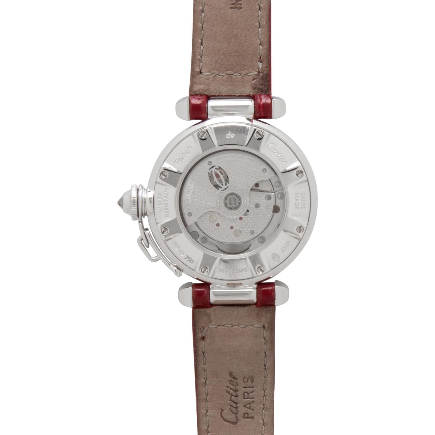 CARTIER, 18K WHITE GOLD AND DIAMOND 'PASHA DE CARTIER' WATCH