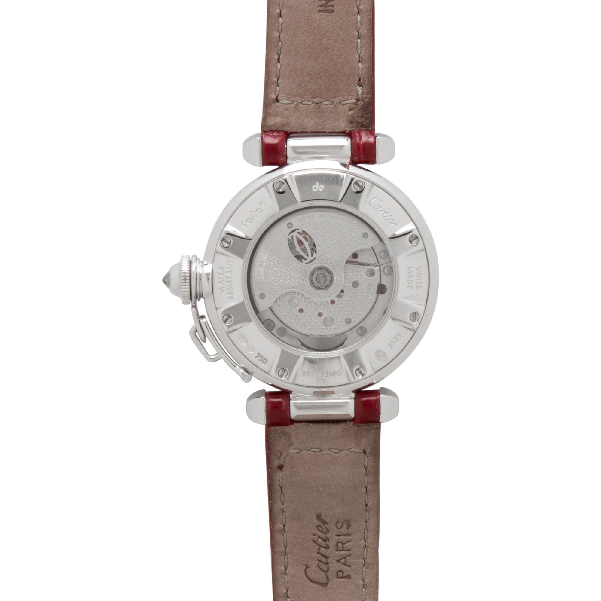 CARTIER, 18K WHITE GOLD AND DIAMOND 'PASHA DE CARTIER' WATCH