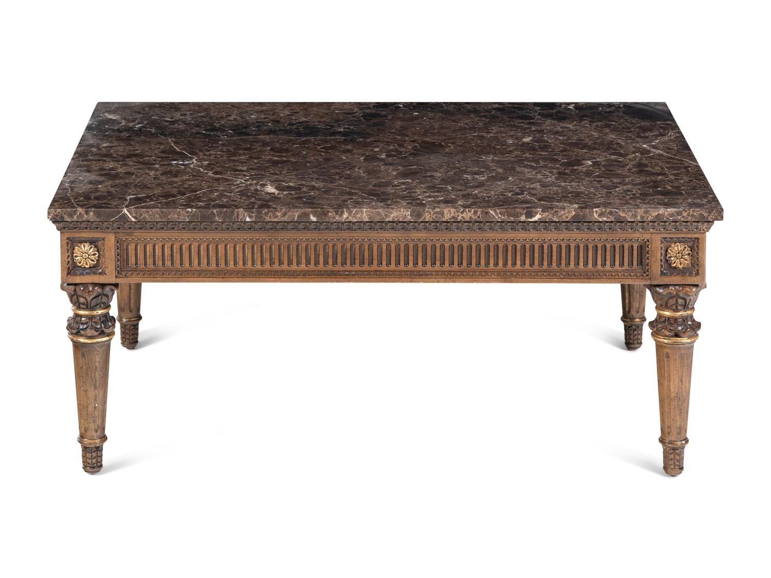 A Louis XVI Style Painted Marble-Top Low Table