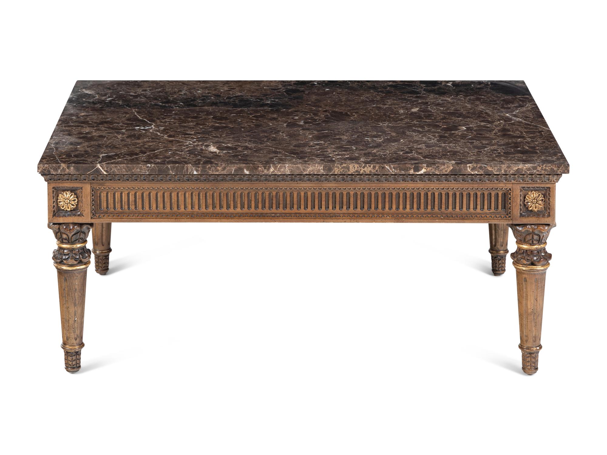 A Louis XVI Style Painted Marble-Top Low Table