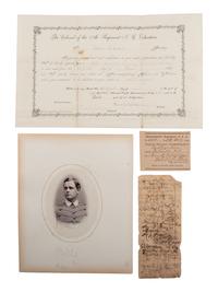 [CIVIL WAR]. A group of Civil War photographs and documents, incl. tintype of triple-armed soldier.