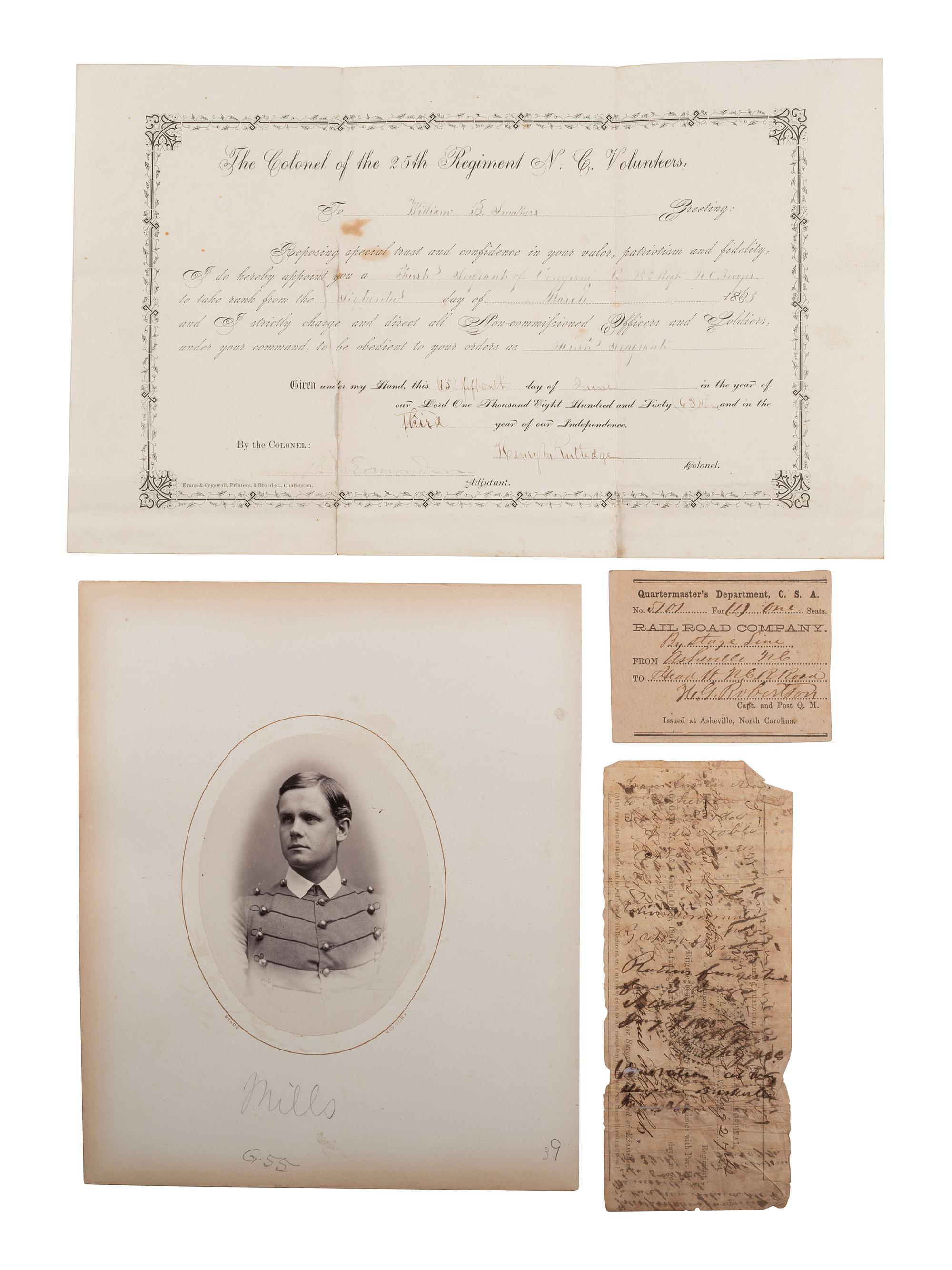 [CIVIL WAR]. A group of Civil War photographs and documents, incl. tintype of triple-armed soldier.