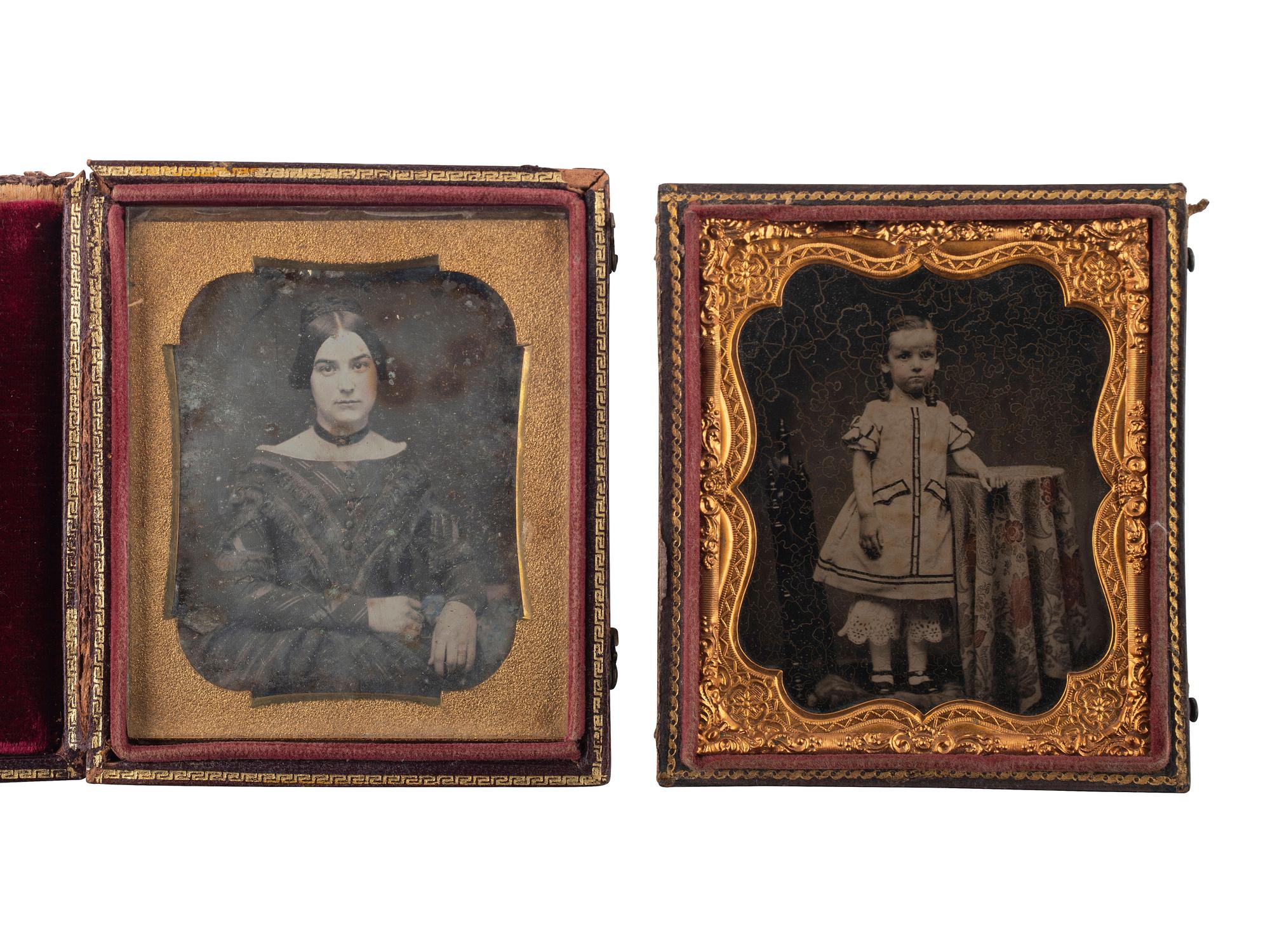 [EARLY PHOTOGRAPHY]. 23 cased images, incl. daguerreotype, ambrotype, and tintype portraits