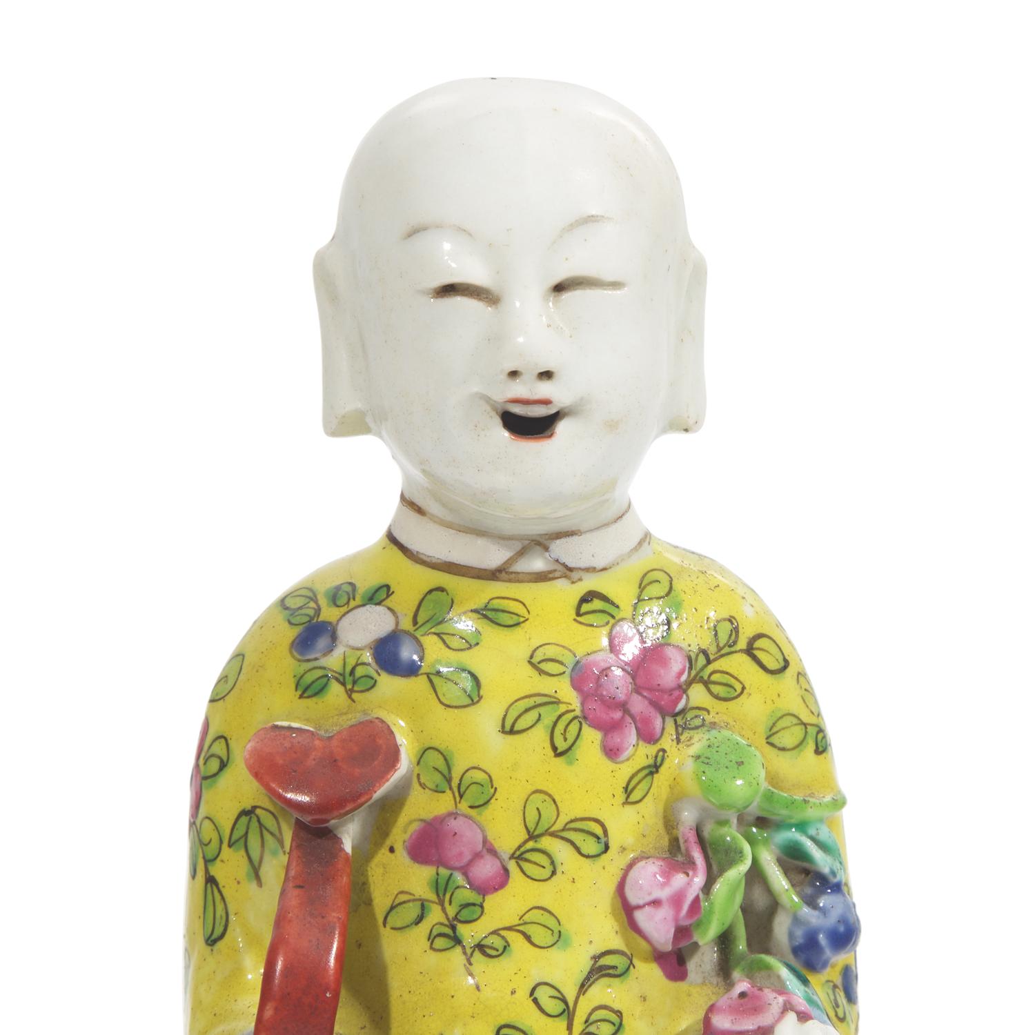 A Group of Four Chinese Export Famille Rose Laughing "Boy" Figures, Late 18th/Early 19th Century 清中期 外銷粉彩童子四件