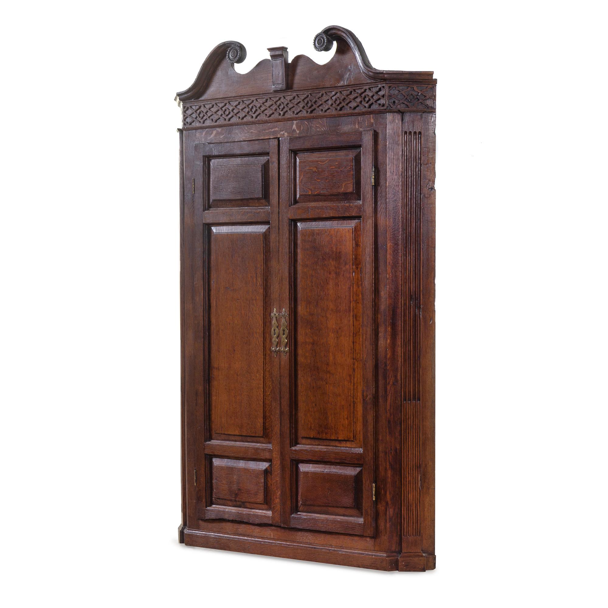 A George III Style Oak Hanging Corner Cupboard