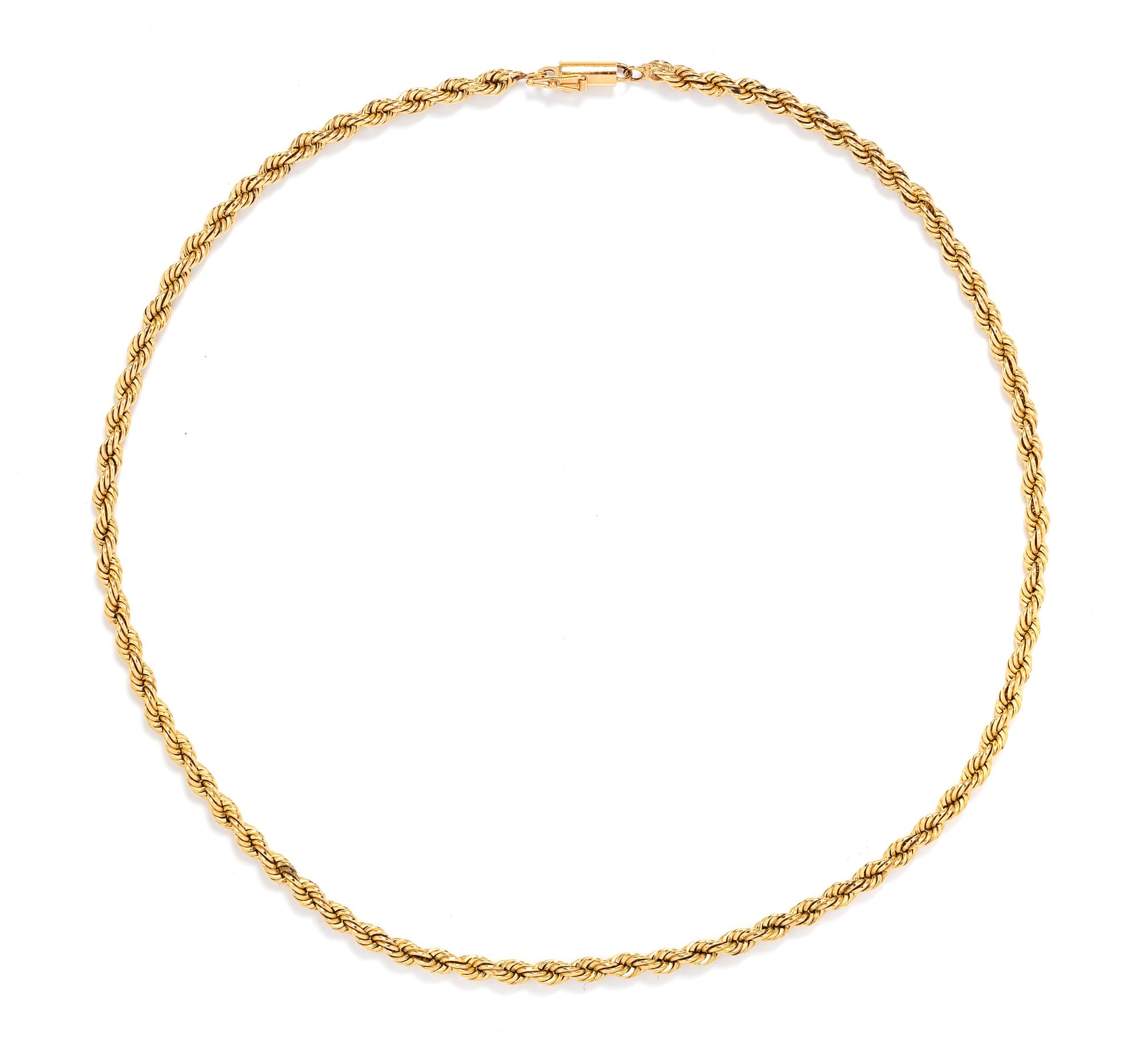 A 14 Karat Yellow Gold Rope Chain Necklace,