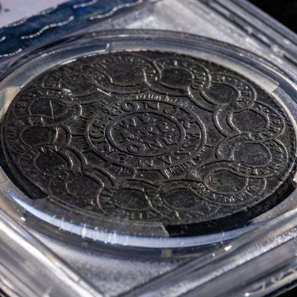 A 1776 Continental Currency Pewter ' Currency' $1 Coin [PCGS XF45; CAC Green Sticker]