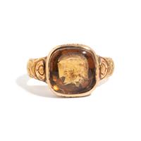 A Neoclassical Gold and Citrine Finger Ring with the God Ares