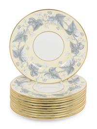 A Set of Twelve Royal Worcester Porcelain Chargers and Eleven Similar Wedgwood Porcelain Salad Plates