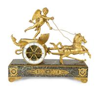 A French Gilt Bronze and Marble Mantel Clock
