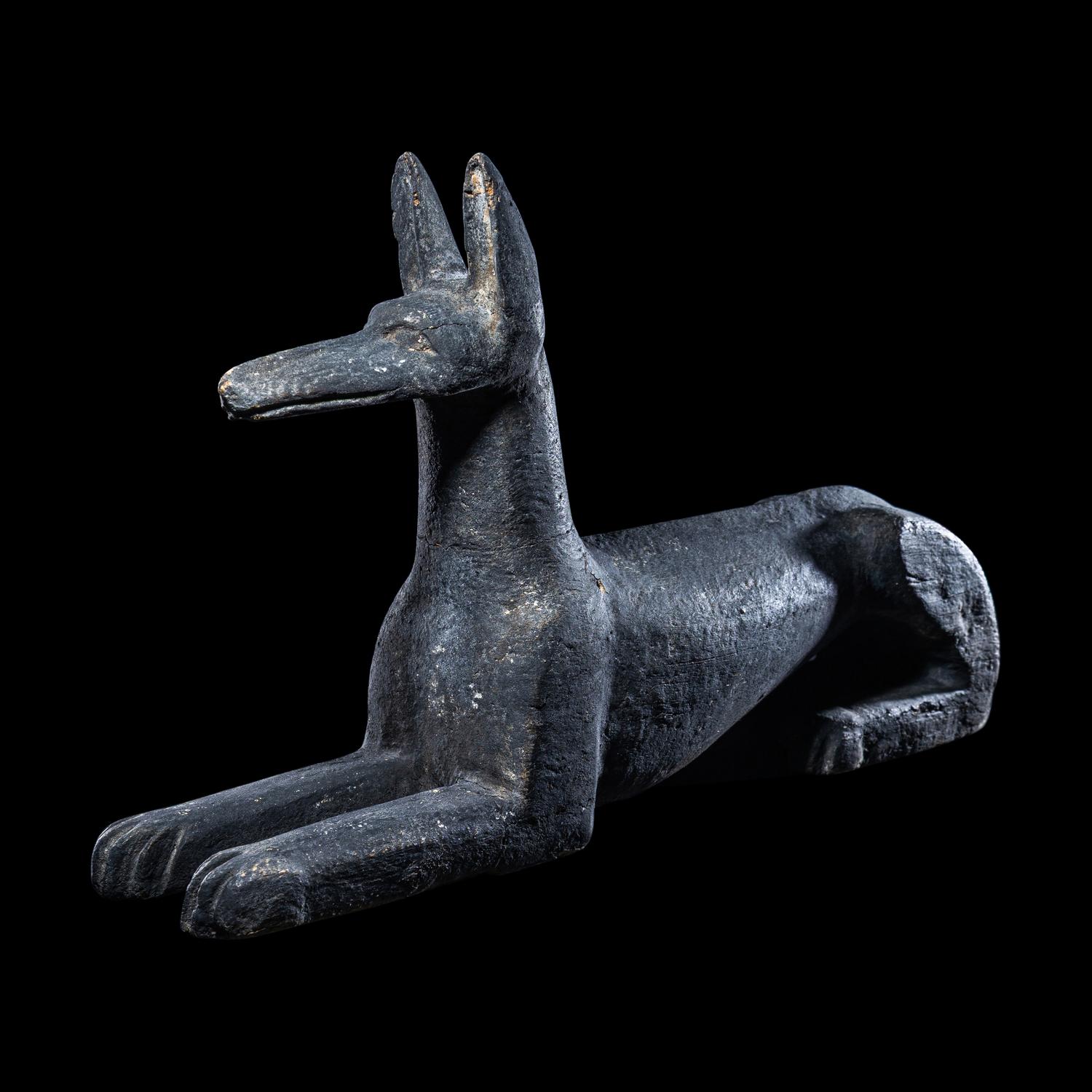 An Egyptian Painted Wood Jackal