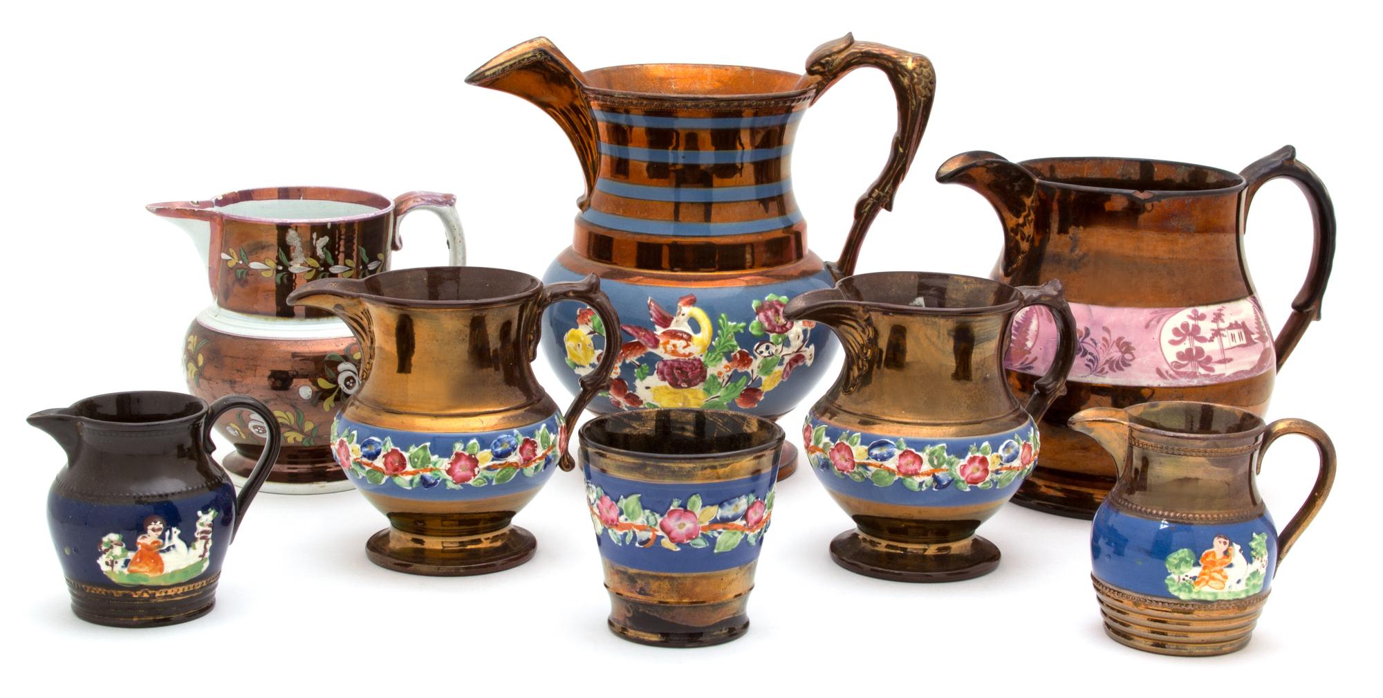 A Collection of English Lusterware Height of largest 8 1/2 inches. — 19TH CENTURY