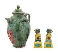 Three Chinese Glazed Stoneware Articles