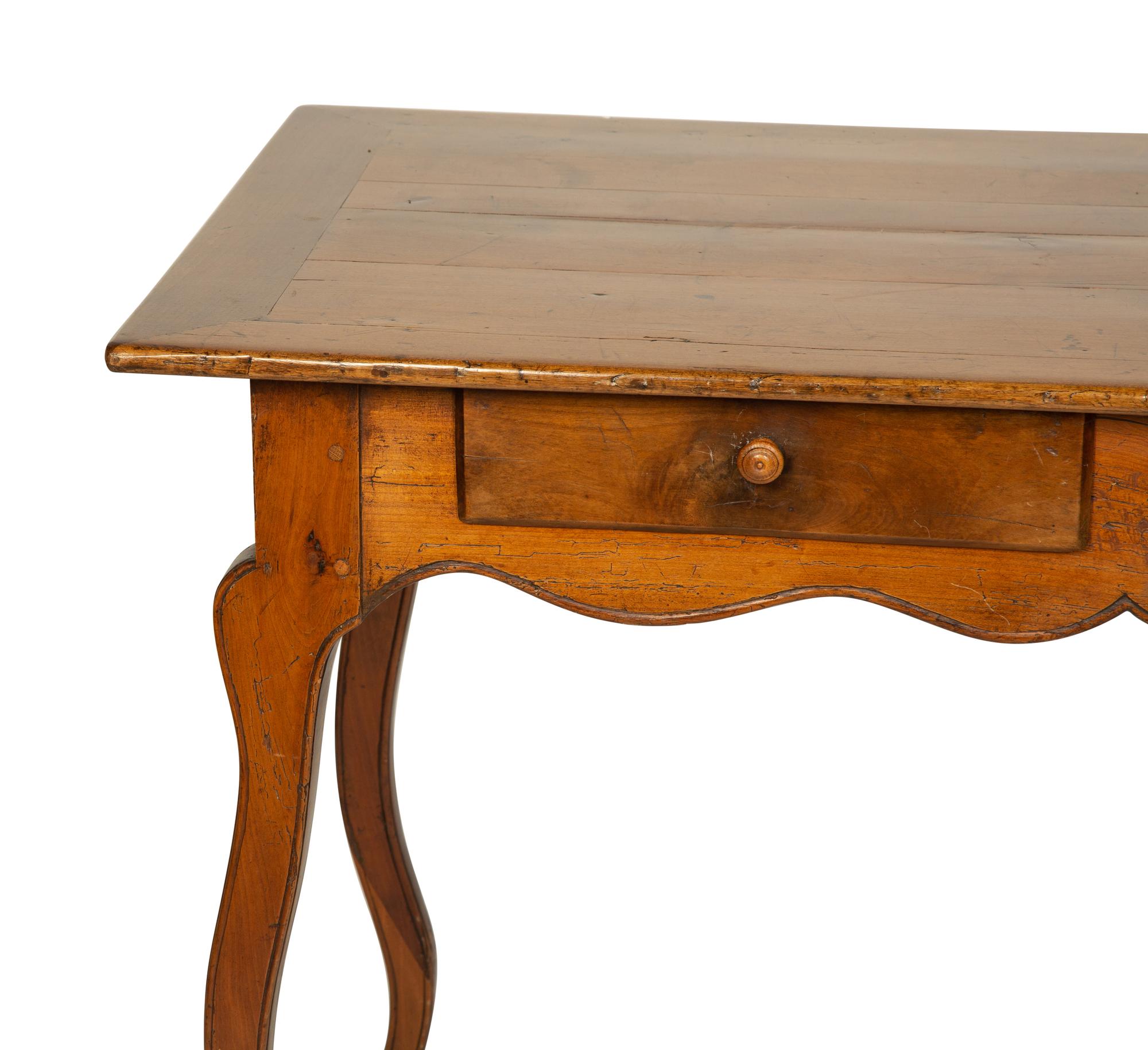 A French Provincial Walnut Two-Drawer Desk