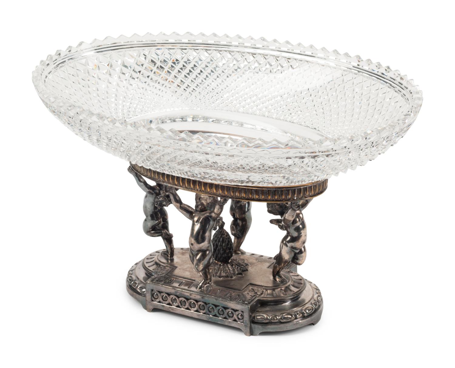 A Pairpoint Silver-Plate and Cut Glass Centerpiece